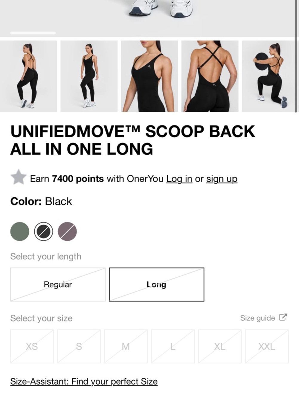 (ISO) Oner Active UnifiedMove™ Scoop Back All-In-One Long - Black